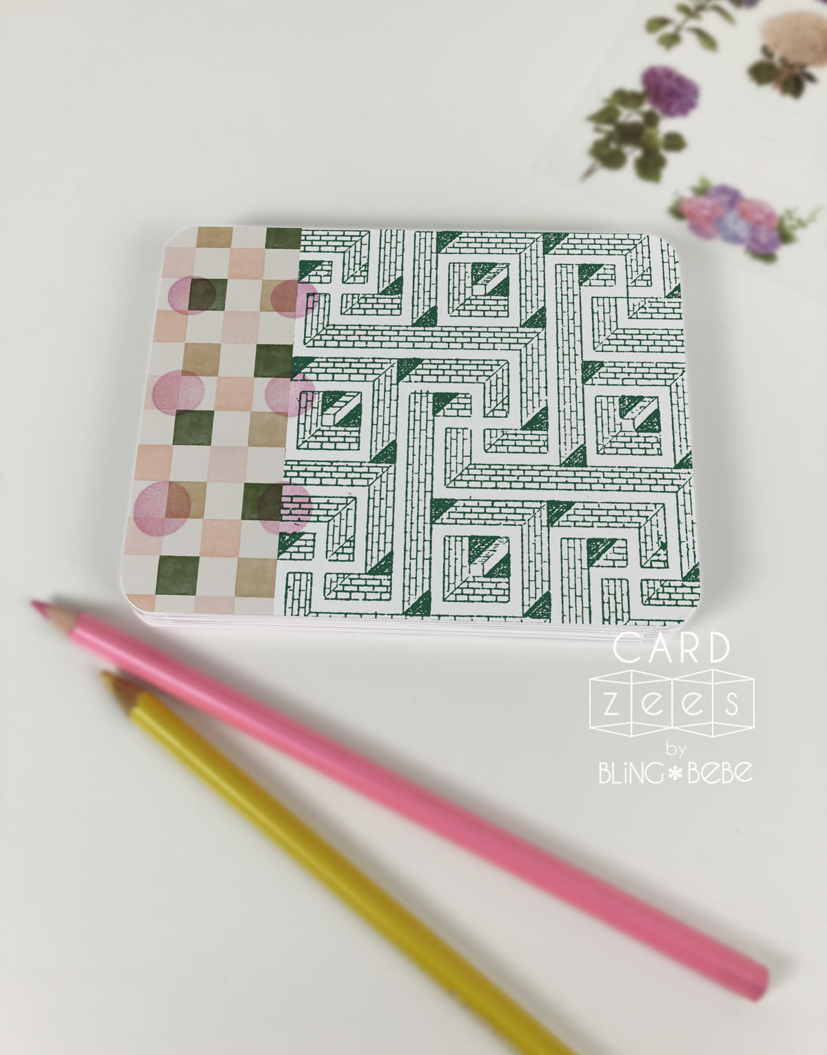 Geometric Maze CARDzees notebook, a scrapbook, a journal, a storybook, or a sketchbook. Paint, sketch, stamp or sticker, fold flat or expand to make an eye catching display. 