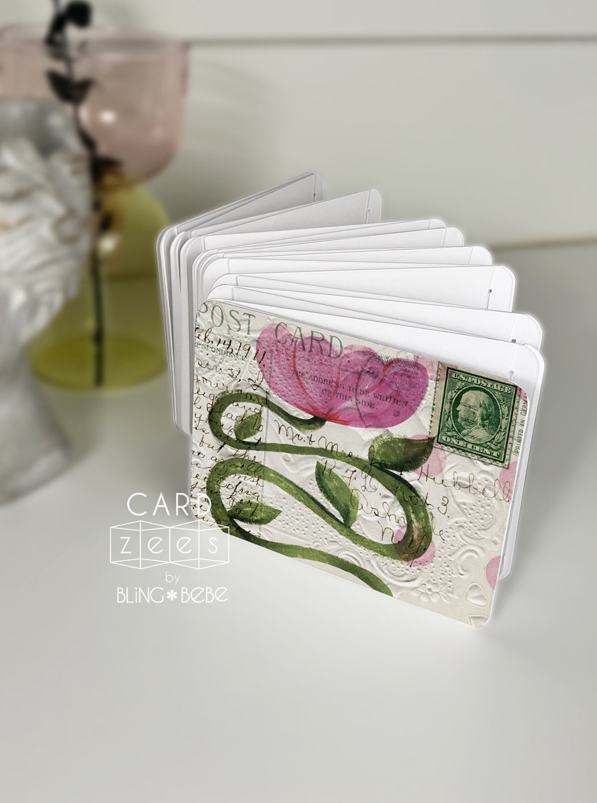 Snake Flower CARDzees notebook, a scrapbook, a journal, a storybook, or a sketchbook. Paint, sketch, stamp or sticker, fold flat or expand to make an eye catching display. 