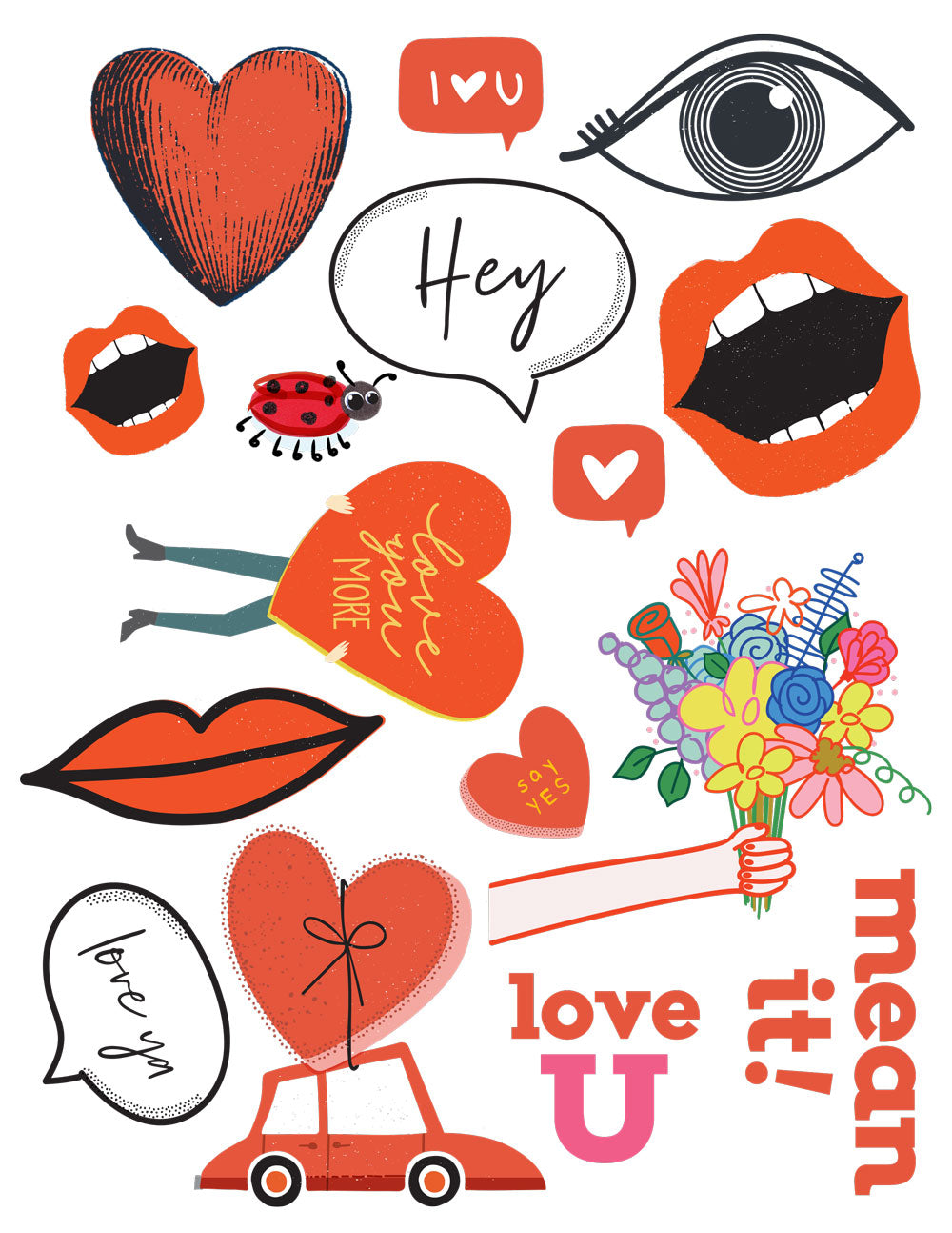 Valentine's Day Illustration Sheet - DIGITAL PRODUCT