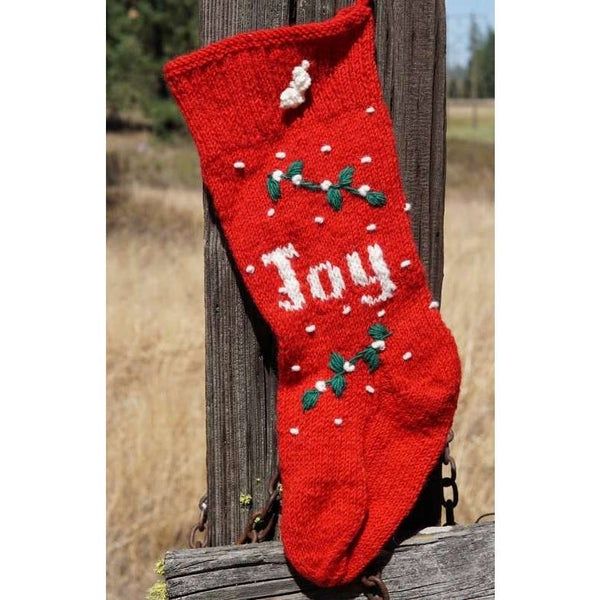Hand Knit Christmas Stocking - Red Joy